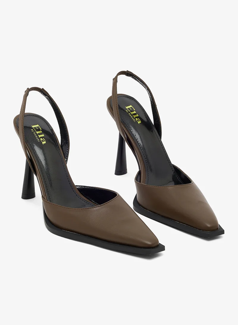 Ella Brown High Heel Sling Back Pumps for Women | Best Price UAE