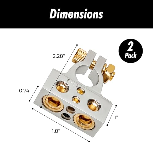 InstallGear 0/4/8 or 10 Gauge Battery Terminals with Shims - Positive and Negative - for Battery Pack, Car Battery Terminal, Battery Terminal Connectors, 0 Gauge, 4 Gauge, 8 Gauge, and 10 Gauge Wires - Image 3