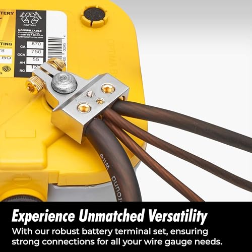 InstallGear 0/4/8 or 10 Gauge Battery Terminals with Shims - Positive and Negative - for Battery Pack, Car Battery Terminal, Battery Terminal Connectors, 0 Gauge, 4 Gauge, 8 Gauge, and 10 Gauge Wires - Image 2