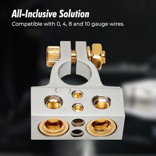 InstallGear 0/4/8 or 10 Gauge Battery Terminals with Shims - Positive and Negative - for Battery Pack, Car Battery Terminal, Battery Terminal Connectors, 0 Gauge, 4 Gauge, 8 Gauge, and 10 Gauge Wires - Image 4