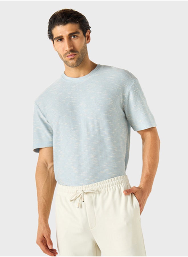 Iconic - Textured Crew Neck T-Shirt - Image 1