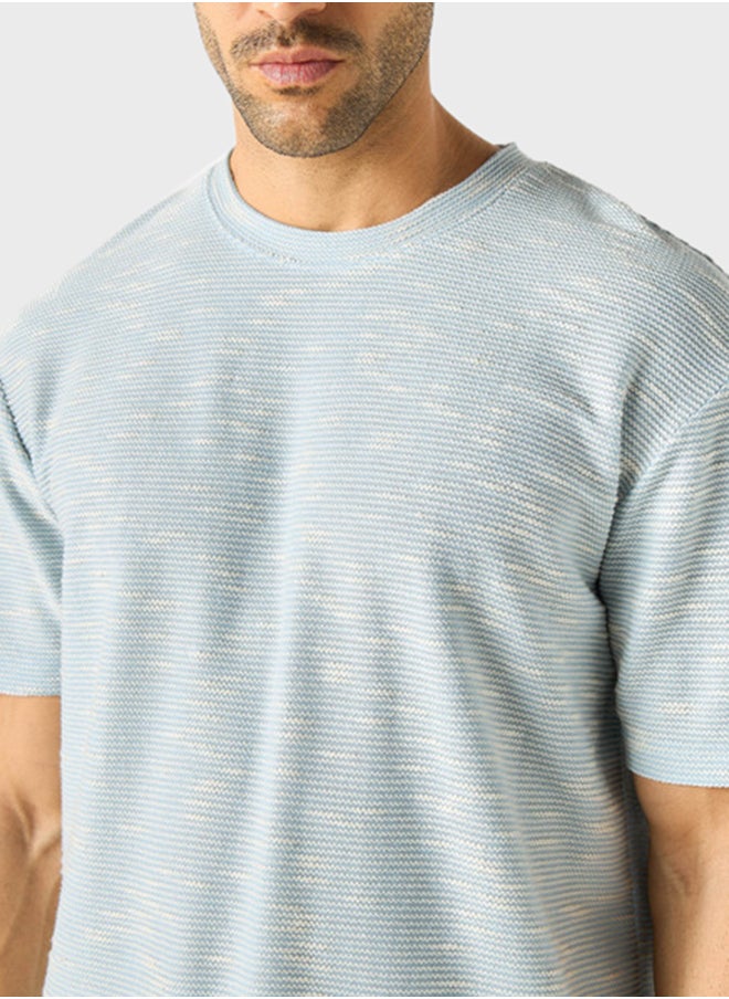 Iconic - Textured Crew Neck T-Shirt - Image 1