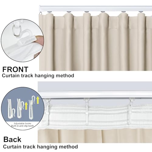 Cbsroro Room Divider Blackout Curtain Track Curtains Wall Dividers Panels Screen for Living Rooms Bedroom Office Privacy Partition Separation, W100 × L96 Inch,1 Panel, Beige - Image 5