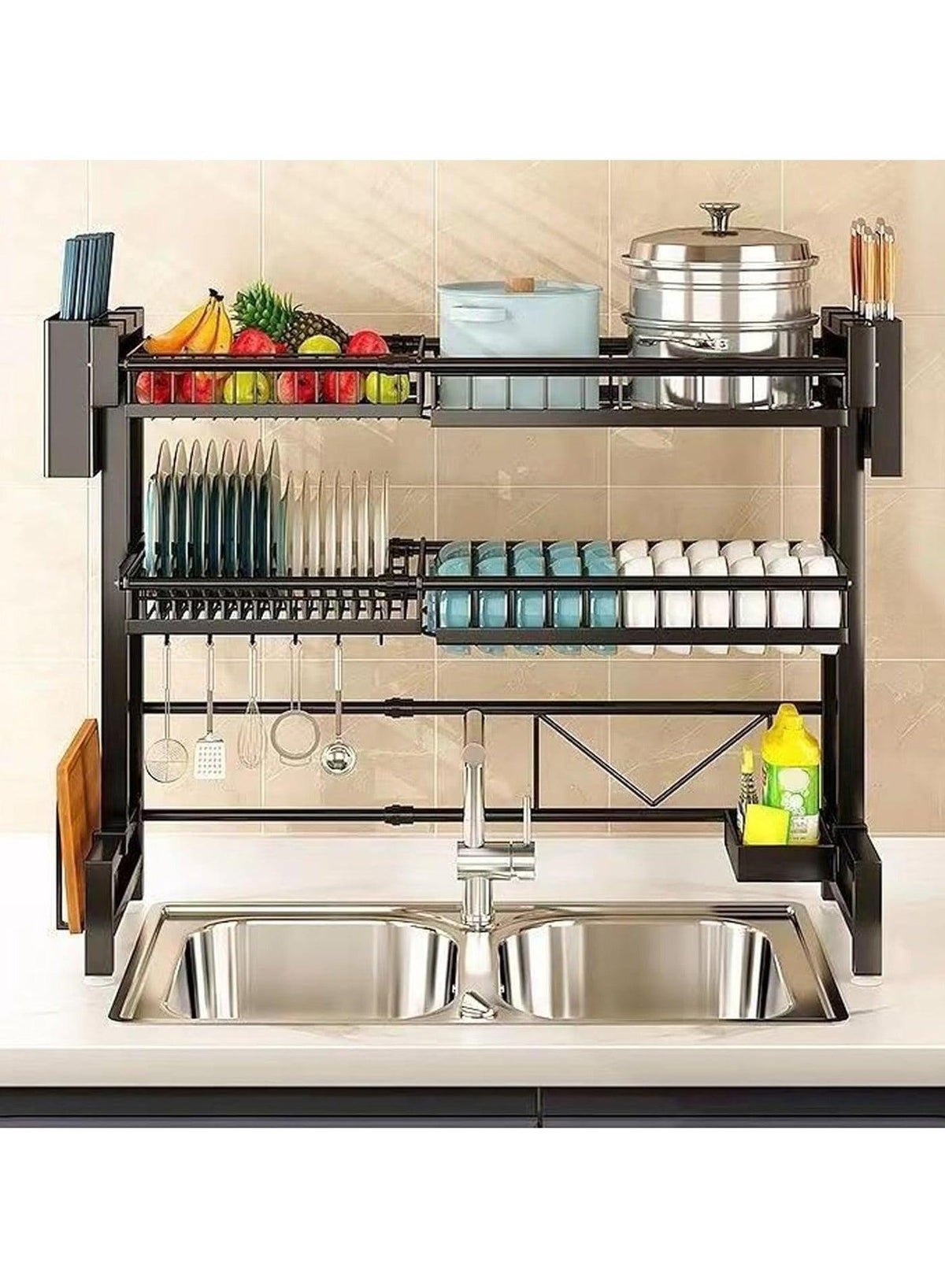 Generic Under Sink Storage Rack Kitchen Organizer with Telescopic ...