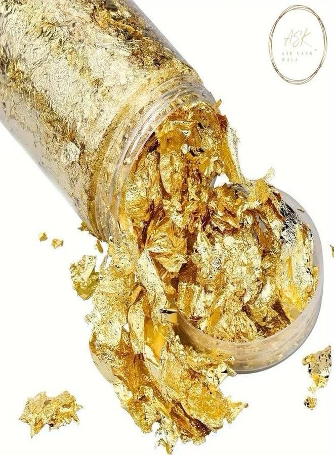 ASK VARK WALA عبوتان من رقائق الذهب، رقائق تذهيب مقلدة للأظافر، طلاء، فنون وحرف يدوية، صنع مجوهرات الراتنج، زينة (15 غرام/عبوة) (عبوة من قطعتين) - Image 2