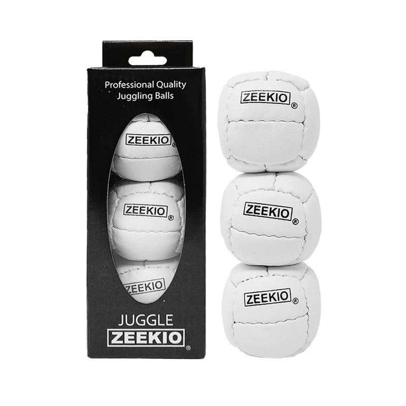 Zeekio Galaxy Juggling Balls Premium 12 Panel Genuine Leather Balls 130g 67mm Pack of 3 White - Image 2