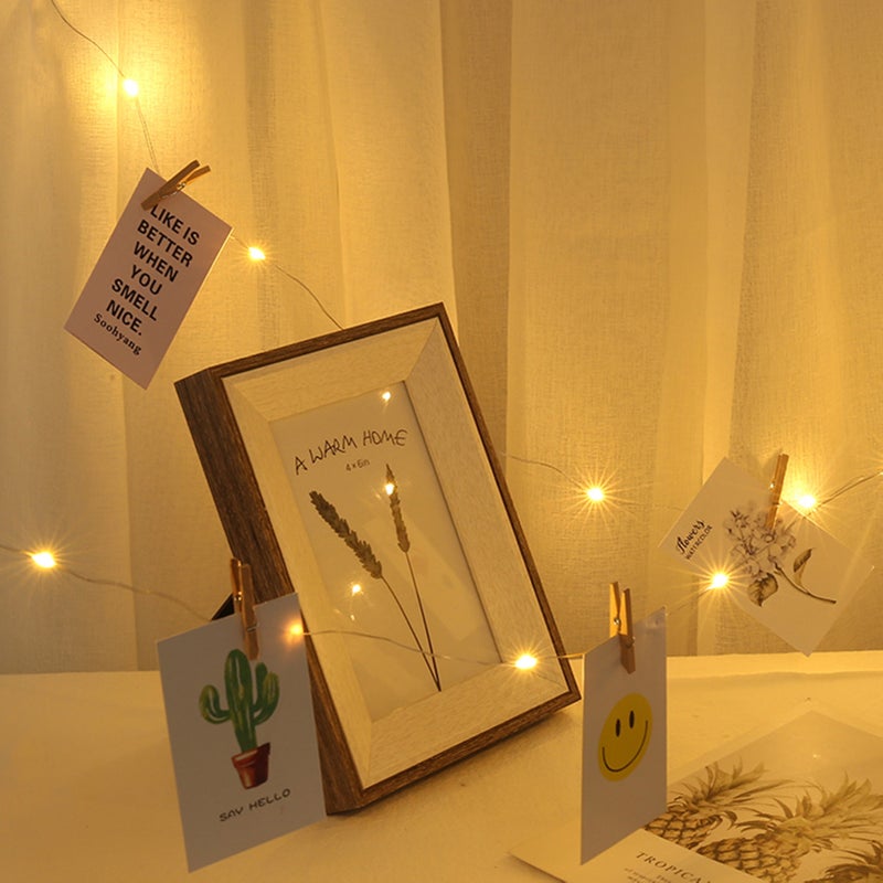 3.0M 30 Lights String Light + 30 Wood Clips DIY Photo Clip Fairy Light Room Decoration - Image 4