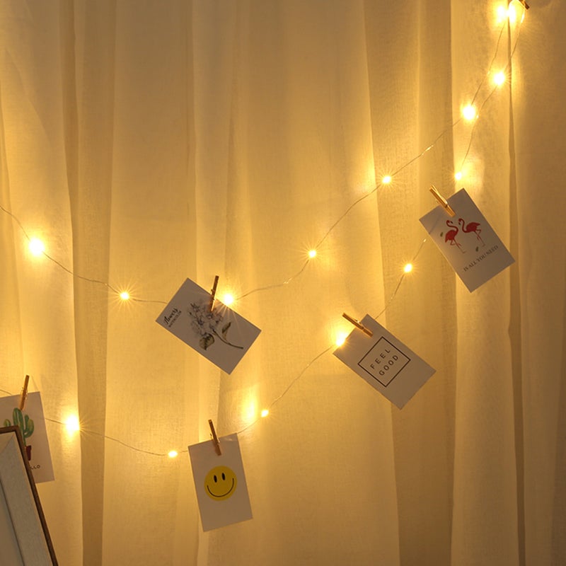 3.0M 30 Lights String Light + 30 Wood Clips DIY Photo Clip Fairy Light Room Decoration - Image 5