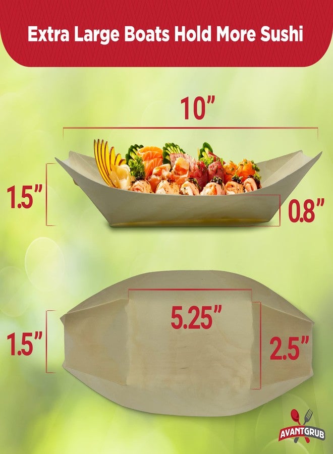 Avant Grub 25 Pk Extra Large 10" Biodegradable Sushi Boats. 100% Disposable Appetizer Plates. Compostable Natural Wood Food Trays. Sturdy Poplar Serving Dish. Eco-Friendly Bamboo Sushi and Sashimi Party Kit. - Image 5