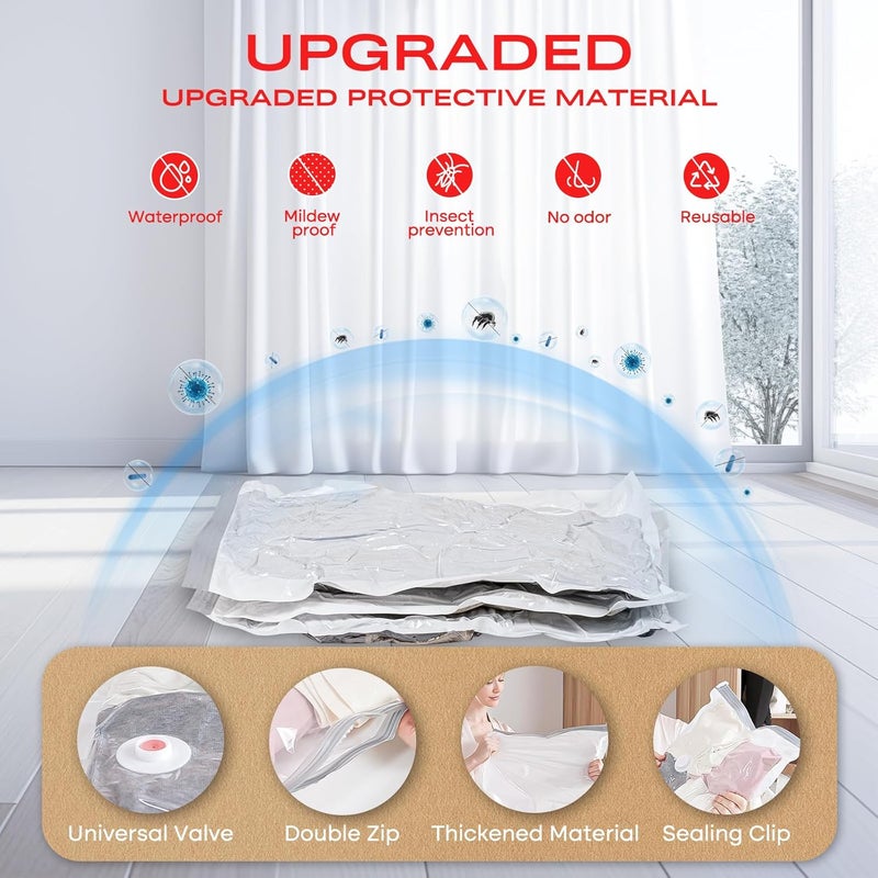 Vacbird Vacuum Bags for Clothes with Electric Air Pump, Pack of 12 (4Small/4Medium/4Large), Reusable Vacuum Bags for Duvets, Mattresses, Blankets, Pillows, Bedding, Moving - Image 5