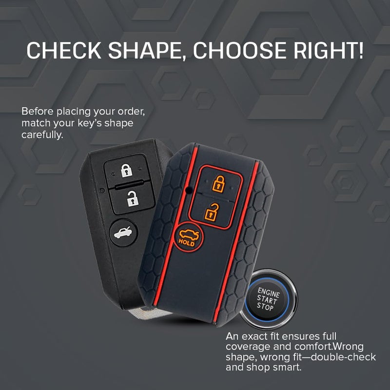 KCARE Silicone Key Cover for Victoris, Ertiga, Swift, DZire 3 Button Smart Key (Push Button Start Models only) (Brown with MAH Key Holder) - Image 2