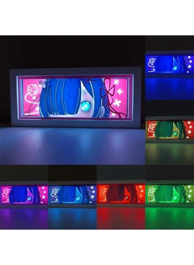 صندوق إضاءة ورقية متقطع أنيمي ريمي، مصباح نحت ورقي، صندوق ظل ثلاثي الأبعاد، إطار مصباح LED ليلي، مصباح ليلي يتغير بألوان 16، ديكور غرفة نوم، هدايا كريسماس - Image 2