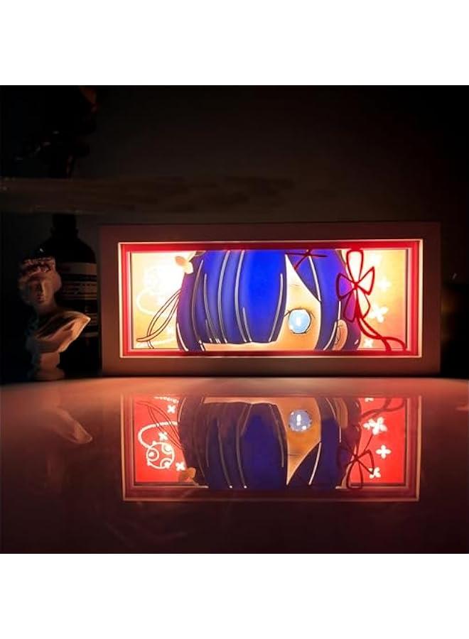 صندوق إضاءة ورقية متقطع أنيمي ريمي، مصباح نحت ورقي، صندوق ظل ثلاثي الأبعاد، إطار مصباح LED ليلي، مصباح ليلي يتغير بألوان 16، ديكور غرفة نوم، هدايا كريسماس - Image 1