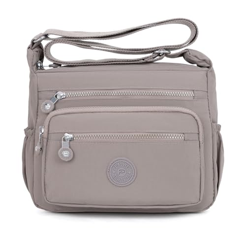 Pealwel Women Shoulder Handbag Roomy Multiple Pockets Bag Ladies Crossbody Purse Tote Top Handle Satchel(Khaki) - Image 1