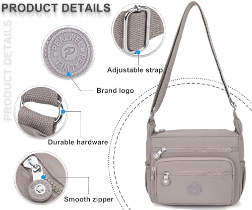 Pealwel Women Shoulder Handbag Roomy Multiple Pockets Bag Ladies Crossbody Purse Tote Top Handle Satchel(Khaki) - Image 4