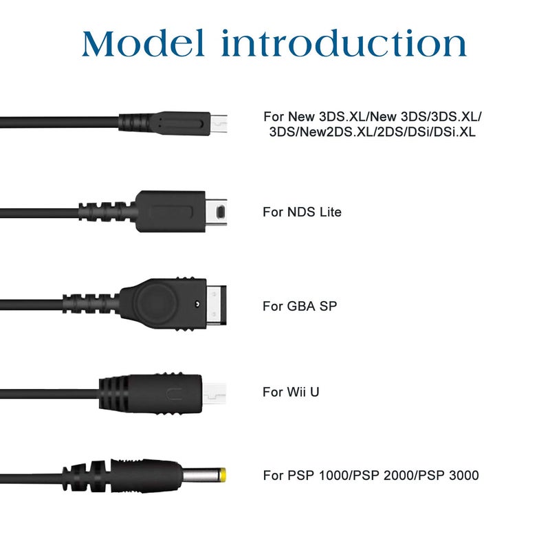 Xahpower 5 in 1 USB Charger Cable for Nintendo DS Lite, 3DS, DS and Gameboy Advance SP/PSP 1000/2000/3000 - Image 2