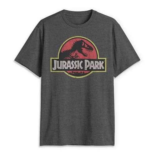 Jurassic Park Men’s Regular Classic Movie Logo T-Shirt, Charcoal Heather, Medium - Image 5