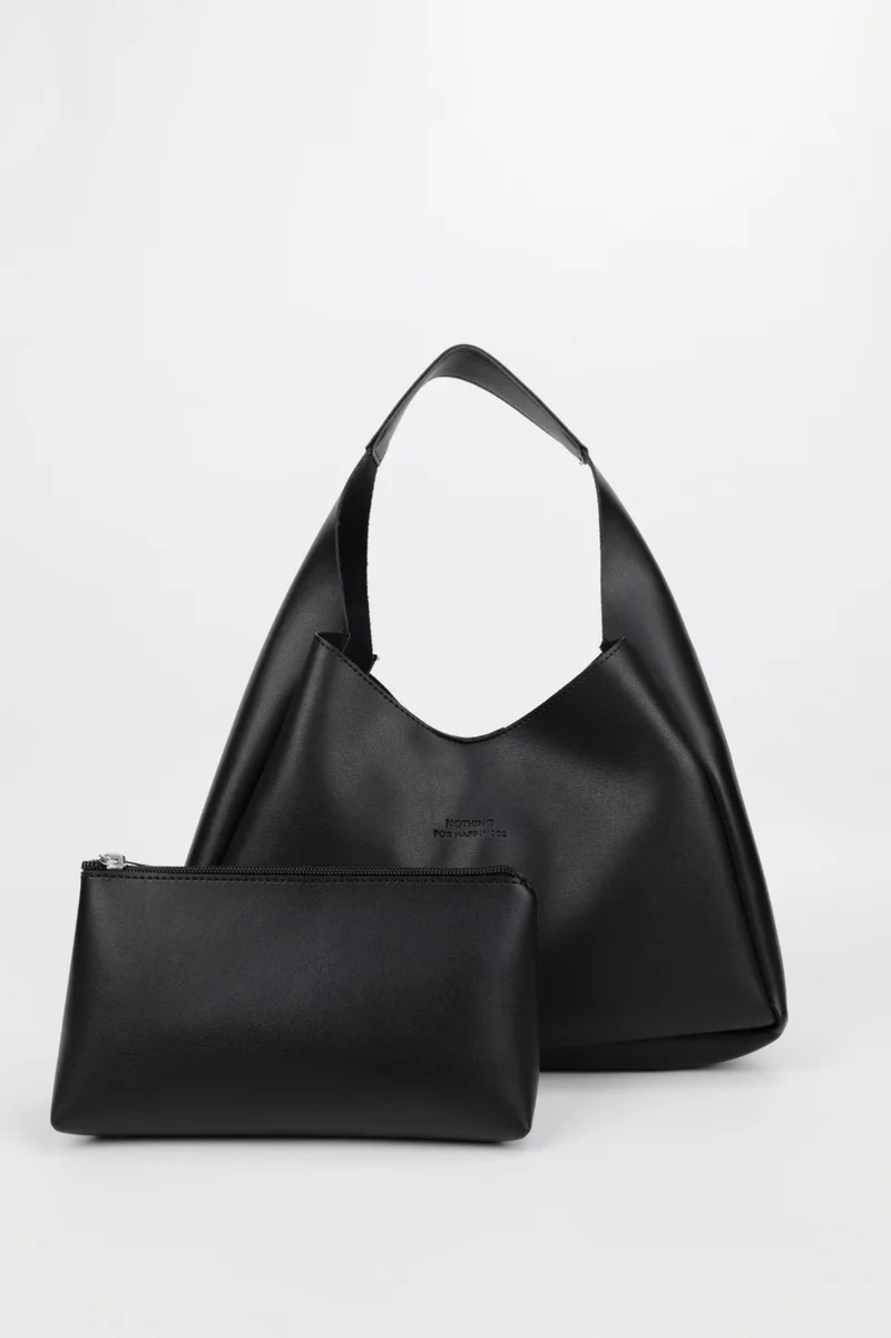 Nothing Artificial Leather Hand and Shoulder Bag with Wide Interior Compartment E:33 L:15 W:10 cm