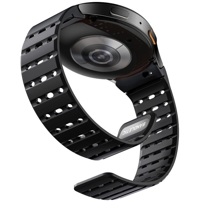 Bandletic Magnetic Silicone Band Compatible with Samsung Galaxy Watch 7 6 5 4 FE 40mm 44mm/for Galaxy Watch 6 4 Classic 43mm 47mm 42mm 46mm/Watch 5 Pro 45mm, 20mm No Gap Strap for Men Women, Black - Image 1