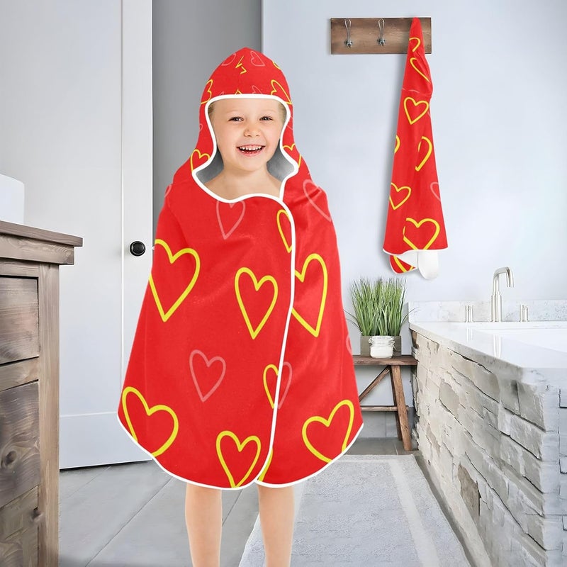xigua Heart Kids Hooded Bath Towel, Ultra Absorbent Beach Towel Wrap with Hood for Babies, Toddlers, Kids, Soft Kids' Shower Towels for Boys Girls Swim, 50 x 23.5 Inch - Image 4