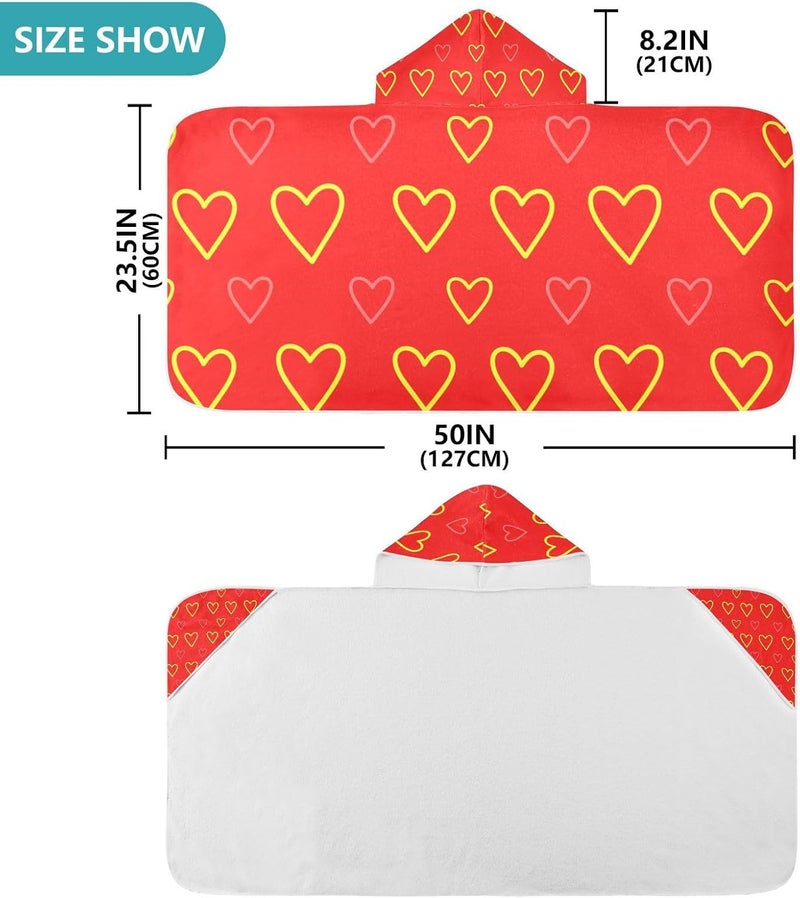 xigua Heart Kids Hooded Bath Towel, Ultra Absorbent Beach Towel Wrap with Hood for Babies, Toddlers, Kids, Soft Kids' Shower Towels for Boys Girls Swim, 50 x 23.5 Inch - Image 3