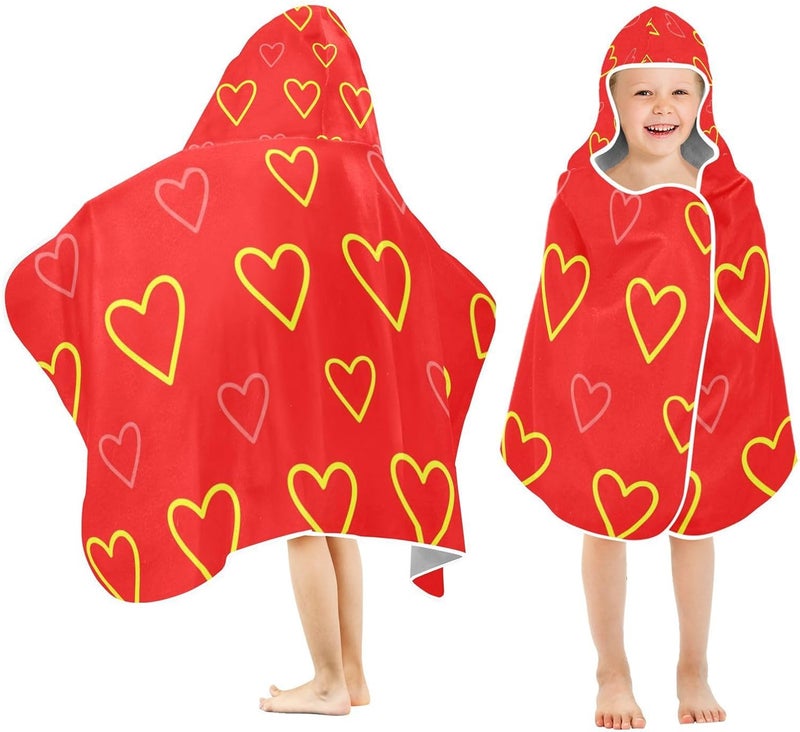 xigua Heart Kids Hooded Bath Towel, Ultra Absorbent Beach Towel Wrap with Hood for Babies, Toddlers, Kids, Soft Kids' Shower Towels for Boys Girls Swim, 50 x 23.5 Inch - Image 2