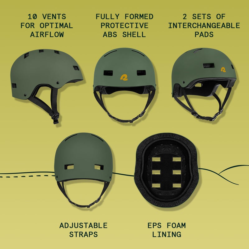 Retrospec Dakota Bicycle / Skateboard Helmet for Adults - Commuter, Bike, Skate, Scooter, Longboard & Incline Skating - Highly Protective & Premium Ventilation- Large -Matte Forest - Image 2