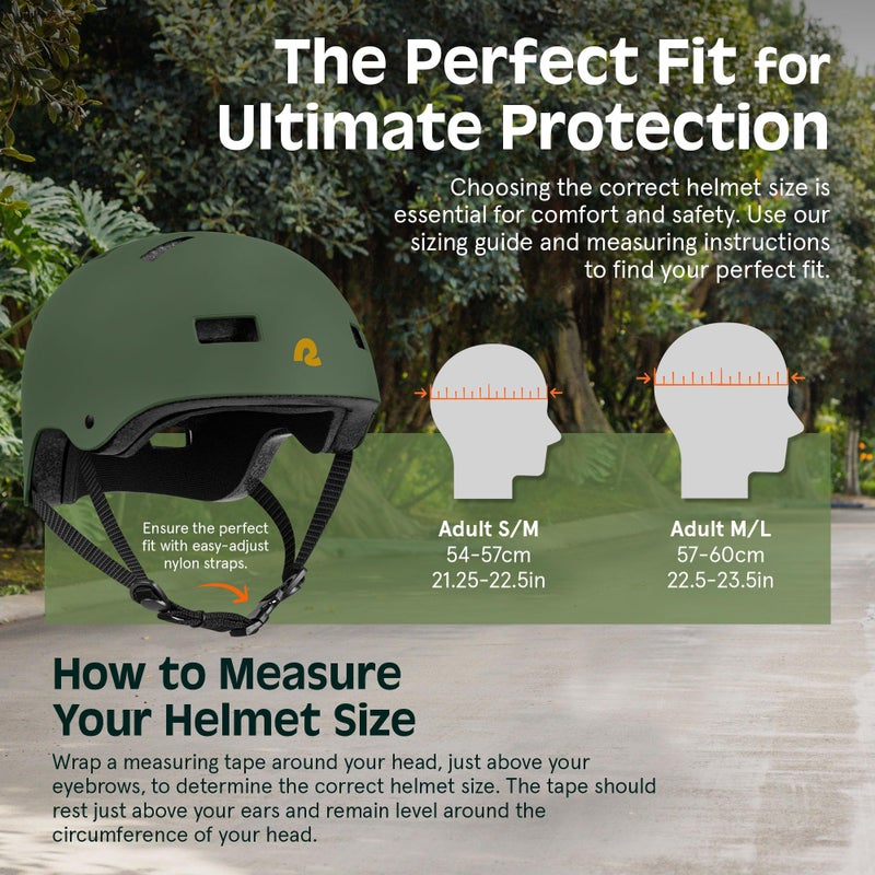Retrospec Dakota Bicycle / Skateboard Helmet for Adults - Commuter, Bike, Skate, Scooter, Longboard & Incline Skating - Highly Protective & Premium Ventilation- Large -Matte Forest - Image 5