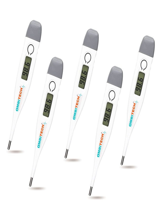 AMBITECH مقياس حرارة رقمي بلاستيكي من أمبيتك طراز Phx-01، يعمل بلمسة واحدة، مناسب للأطفال والبالغين، للاستخدام عن طريق الفم أو تحت الإبط | عبوة من 5 قطع | صنع في الهند | ضمان لمدة عام - Image 1