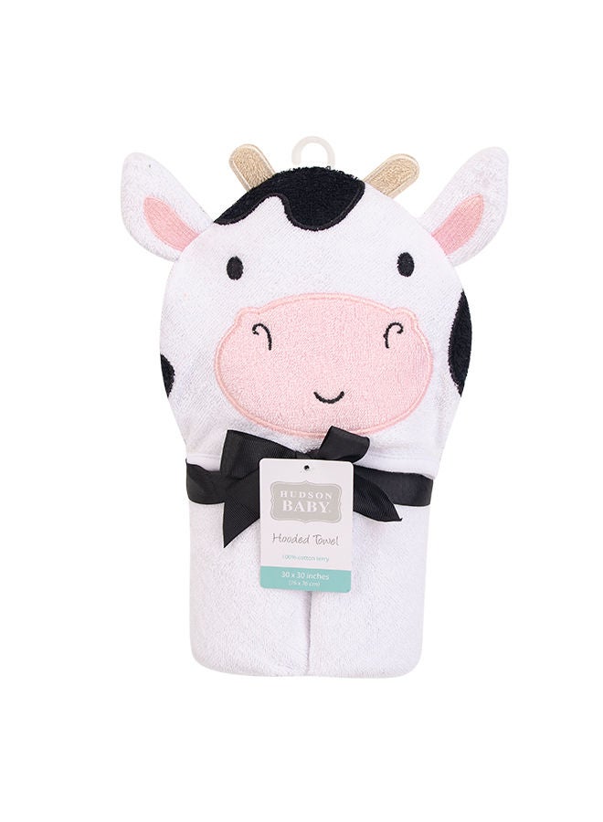 hudson baby Animal Hooded Towel Woven Terry - Cow - Image 2