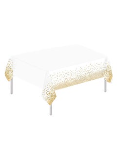MARKQ Disposable Dot Table Cover For Bridal Shower, Wedding Birthday And Party Decorations - White/Gold  - Image 1