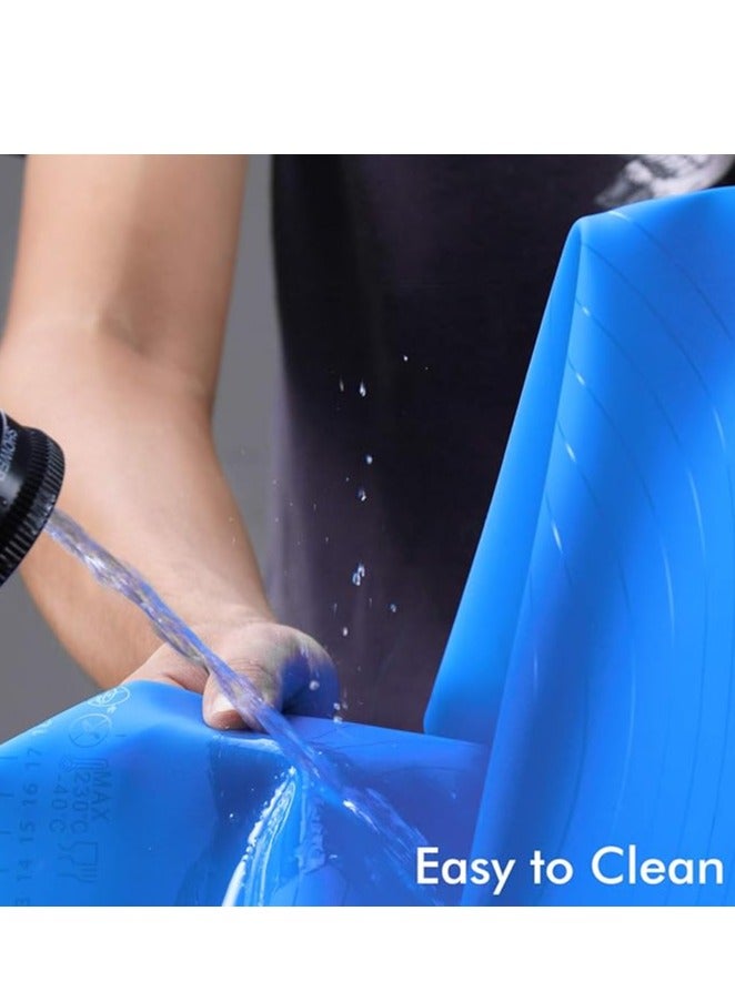 حصيرة خبز من السيليكون مقاس 24 × 20 انش، حصيرة معجنات كبيرة جدا مع قياسات - حصيرة طاولة قابلة لاعادة الاستخدام من الدرجة الغذائية، حصيرة لف العجين، بطانة فرن، حصيرة قشرة فطيرة لصنع البسكويت - ازرق  - Image 3