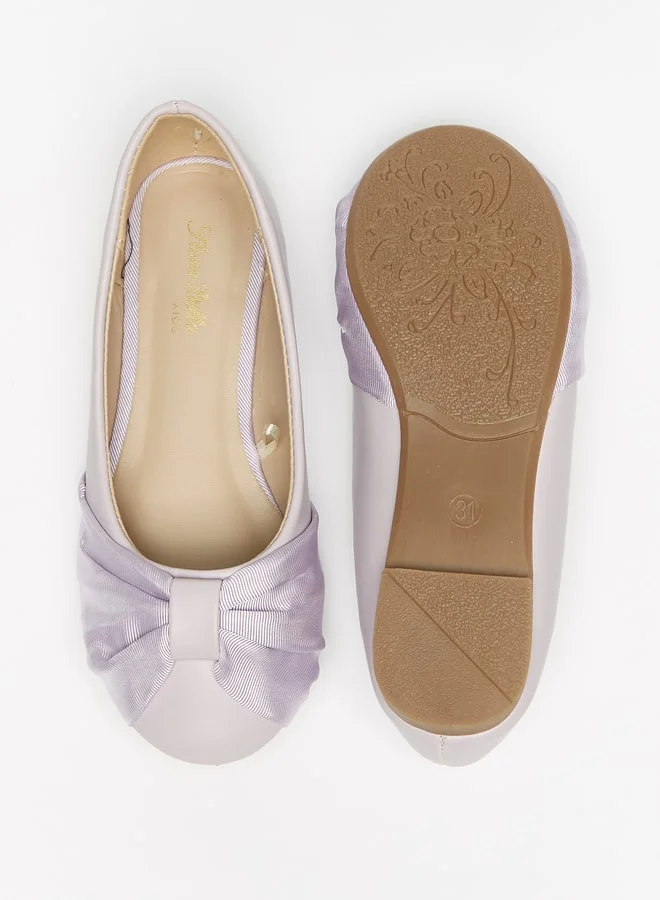 Flora Bella By Shoexpress Girls Bow Accented Slip-On Ballerina Shoes
