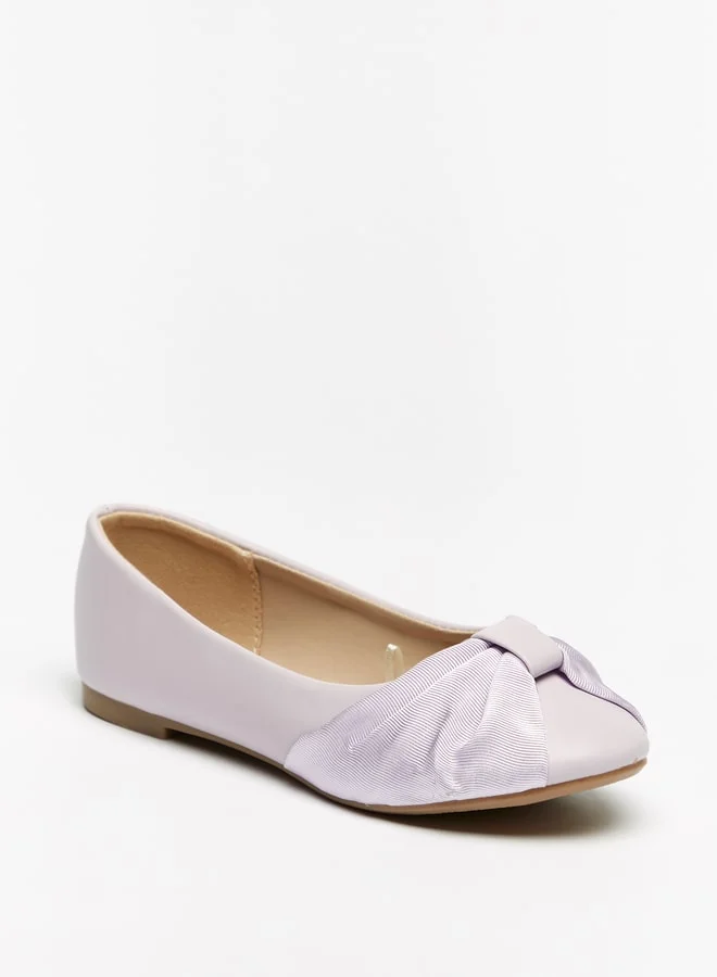 Flora Bella By Shoexpress Girls Bow Accented Slip-On Ballerina Shoes