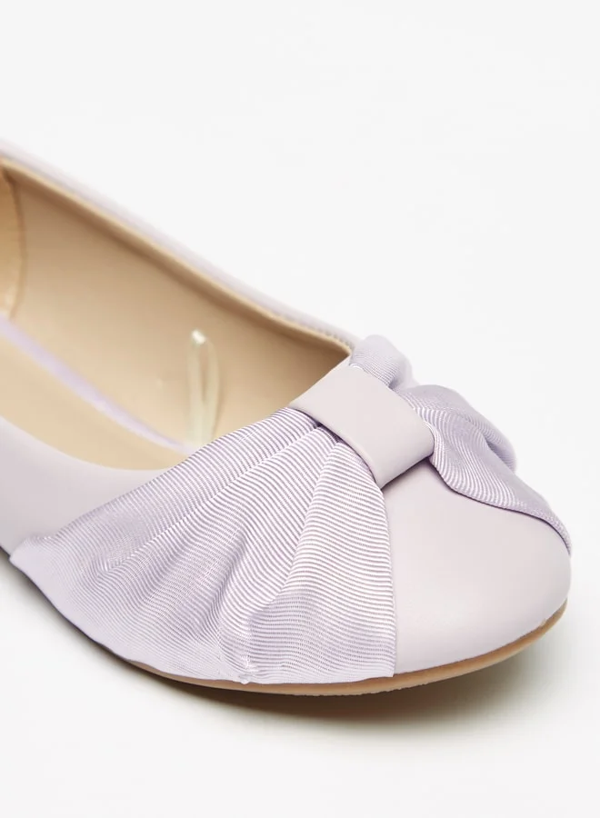 Flora Bella By Shoexpress Girls Bow Accented Slip-On Ballerina Shoes