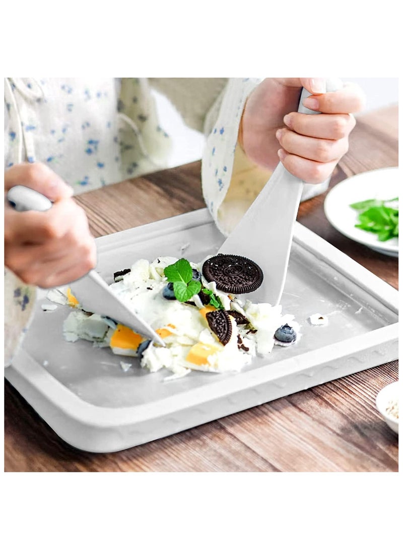 Ice Cream Roller Maker，Ice Cream Roll Dessert at Home，Ice Plate Ice Cream Roller Plate Anti-Griddle Pan with 2 Spatulas Easy Homemade Rolled Ice Cream, Frozen Treat Maker (Big Pink) - Image 2