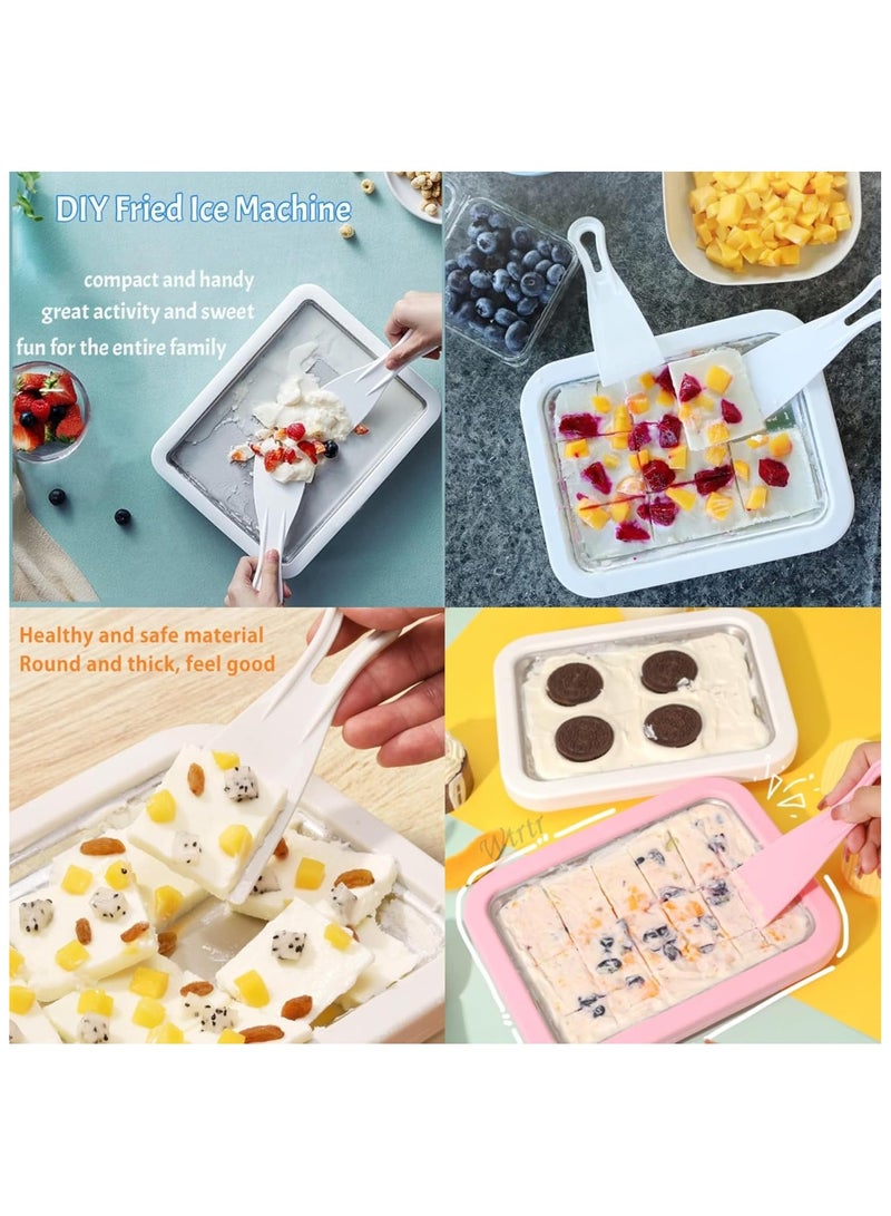 Ice Cream Roller Maker，Ice Cream Roll Dessert at Home，Ice Plate Ice Cream Roller Plate Anti-Griddle Pan with 2 Spatulas Easy Homemade Rolled Ice Cream, Frozen Treat Maker (Big Pink) - Image 3