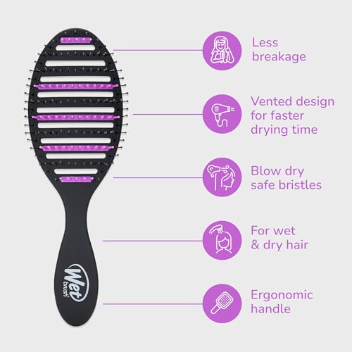 Wet Brush Refresh and Extend Speed Dry Black Detangling Hair Brush -Vented Design and Ultra Soft HeatFlex Bristles Are Blow Dry Safe -Removes Dirt Excess Oils and Impurities-Charcoal Infused Bristles - Image 3