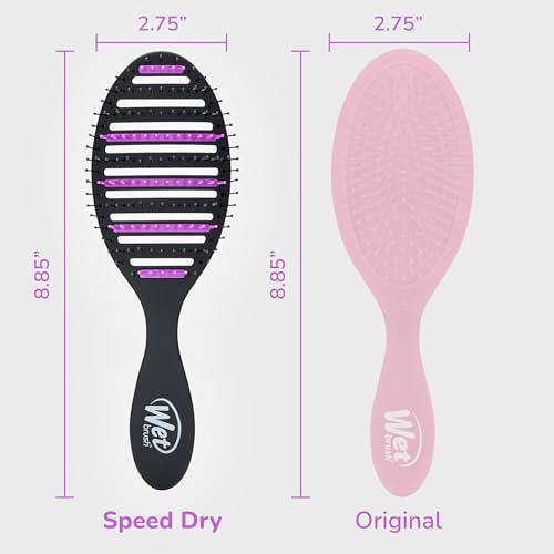 Wet Brush Refresh and Extend Speed Dry Black Detangling Hair Brush -Vented Design and Ultra Soft HeatFlex Bristles Are Blow Dry Safe -Removes Dirt Excess Oils and Impurities-Charcoal Infused Bristles - Image 4