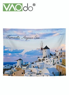 VAOdo Snow Town Tapestry Short Plush Simple Home Decoration Wall Hanging Natural Scenery Live Broadcast Photo Background Free Installation Package 150 * 130CM  - Image 1