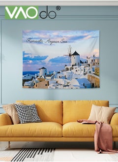 VAOdo Snow Town Tapestry Short Plush Simple Home Decoration Wall Hanging Natural Scenery Live Broadcast Photo Background Free Installation Package 150 * 130CM  - Image 2