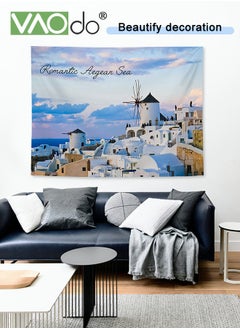 VAOdo Snow Town Tapestry Short Plush Simple Home Decoration Wall Hanging Natural Scenery Live Broadcast Photo Background Free Installation Package 150 * 130CM  - Image 5