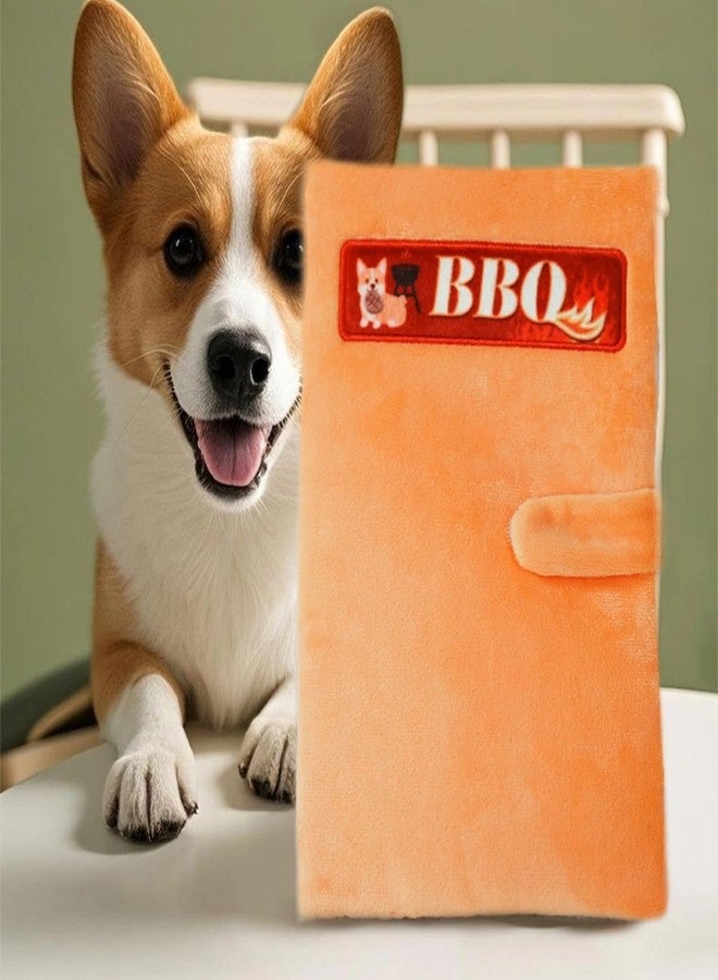 Layheld Dog Toy Snuffle Sound Book Series Menu Card Animal Tails Themes Slow Feeding Soft Interactive Pet Toy Dog Accessories Gift Choice for Christmas (BBQ menu) - Image 1