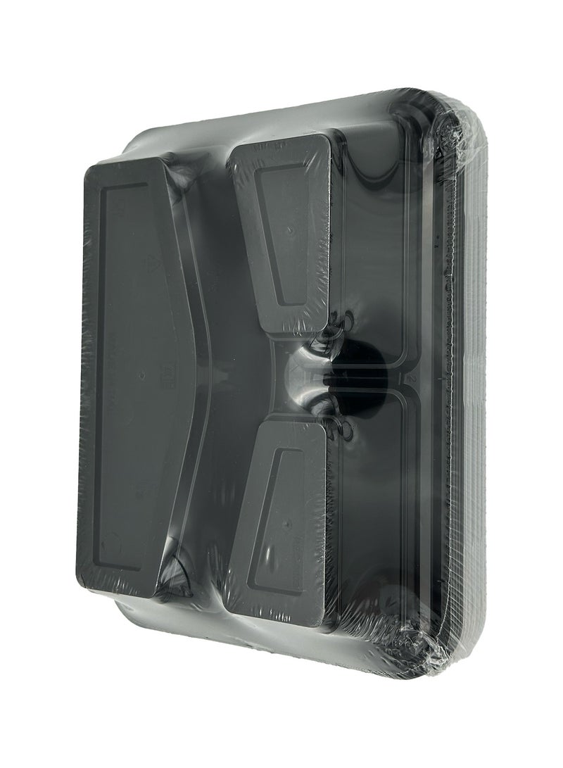 Ideal Pack Black Base Rectangular 3-Compartment Food Containers with Lids – 5 Pack | Microwave & Freezer Safe | Leak-Resistant Meal Prep and Takeaway Containers - Image 3