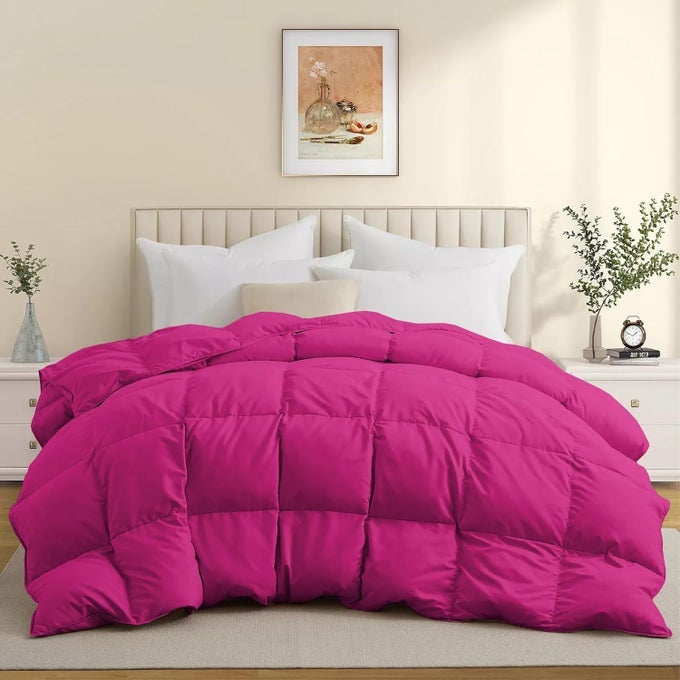 HEAVY WINTER 600 GSM COMFORTER DOUBLE BED SIZE 90X100 600 GSM MICROFIBER SUPER SOFT FLUFFY FOR WINTER COMFORTERRAJAIDUVETBLANKET DOUBLE BED HOT PINK COLOR