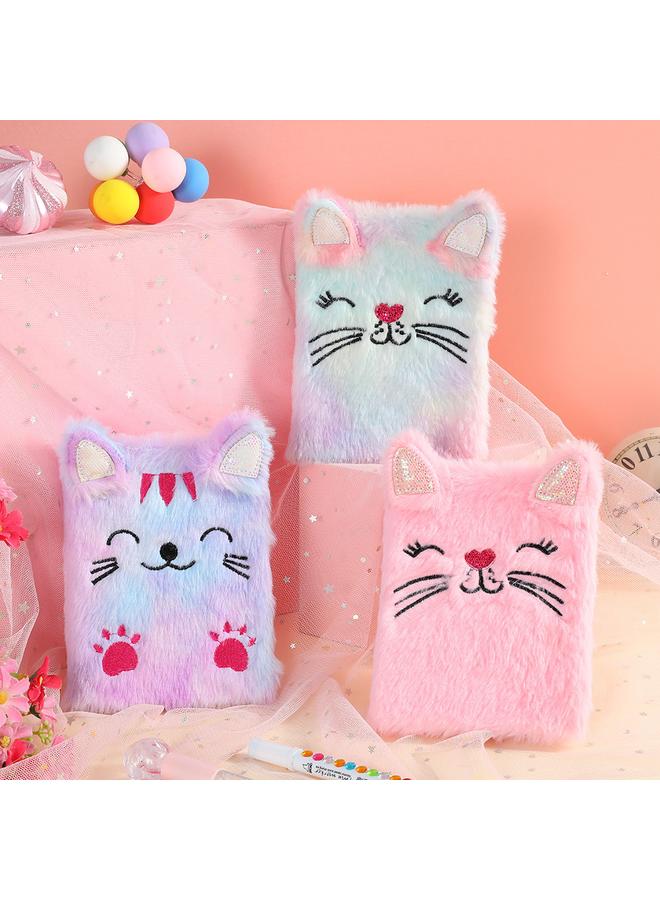 Bluejw Cats Cute Plush Notebook Children's Writing Cartoon Book Girl's Hand Account Book Journal Birthday Gift For Women - Image 2