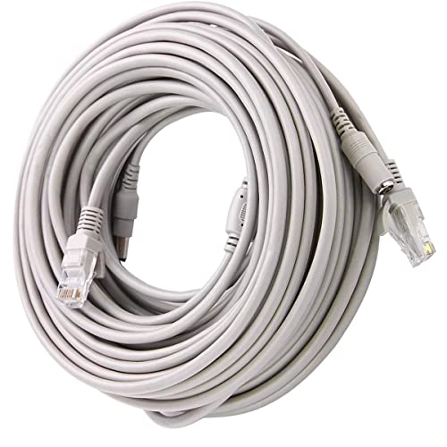priaolker 20M/60FT Ethernet CCTV Cable, Cat 5 RJ45 + 2.1x5.5mm DC Power Cord, for CCTV Security Camera Surveillance System IP Camera NVR System Grey - (1Pcs) - Image 5