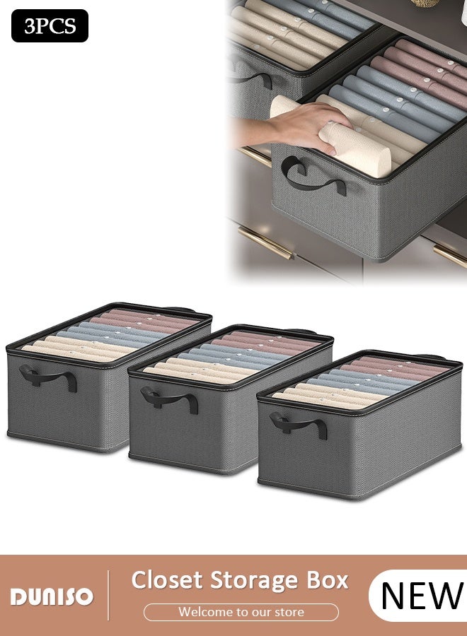 DUNISO 2PCS Wardrobe Clothes Organizer with Portable Handle Dust Cover Large Capacity Closet Storage Organizer for Clothes Jeans Washable Closet Storage Boxes Cube Storage Bin for Home Bedroom Office 25L - Image 1