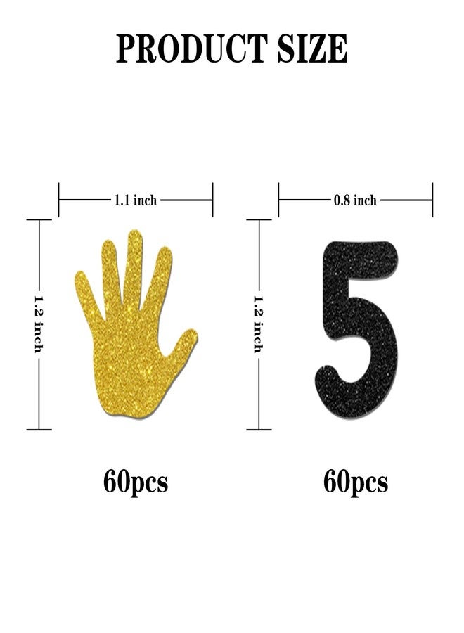 INNORU High Five Confetti Glitter, Palm 5th Birthday Table Decor, Children Boys Girls Birthday, Five Paper Scatter, Five Years Old Party Table Decorations 120pcs - Image 2