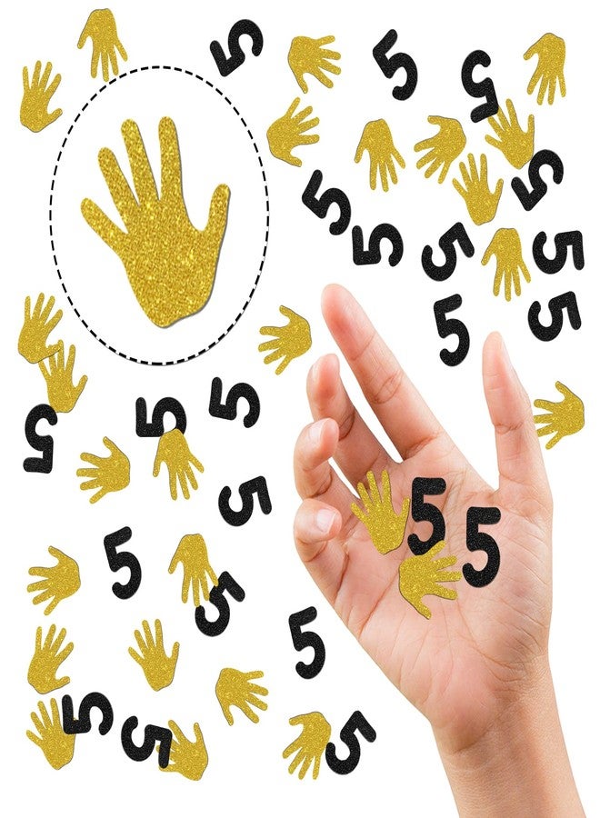 INNORU High Five Confetti Glitter, Palm 5th Birthday Table Decor, Children Boys Girls Birthday, Five Paper Scatter, Five Years Old Party Table Decorations 120pcs - Image 3